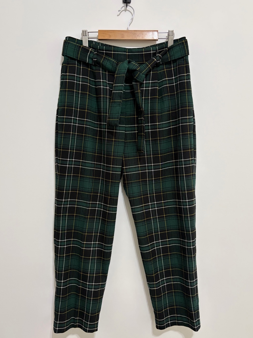 Ann Taylor Petite Dark Green and Black Plaid Tailored Pants